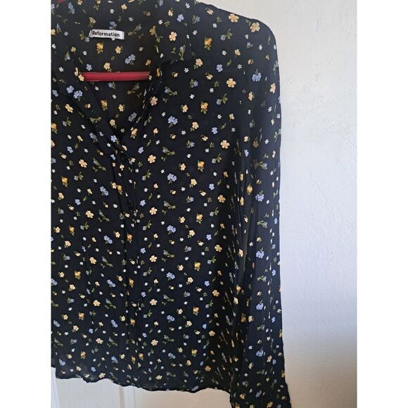 Reformation Black Floral Blouse - Picture 2 of 7